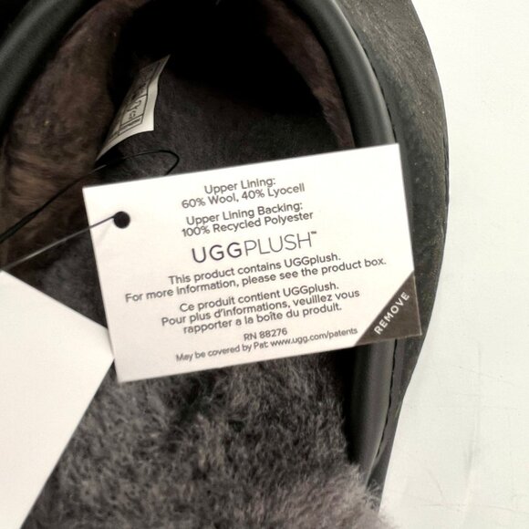 UGG Scuff Slippers Size 8 Black Suede Sheepskin Wool Lined Slip On - Picture 12 of 15